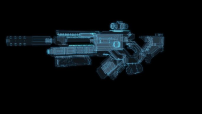 枪2 机关枪枪支子弹战争科幻透明网格线框