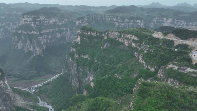 神农挂壁公路航拍超清景色青山航拍山西