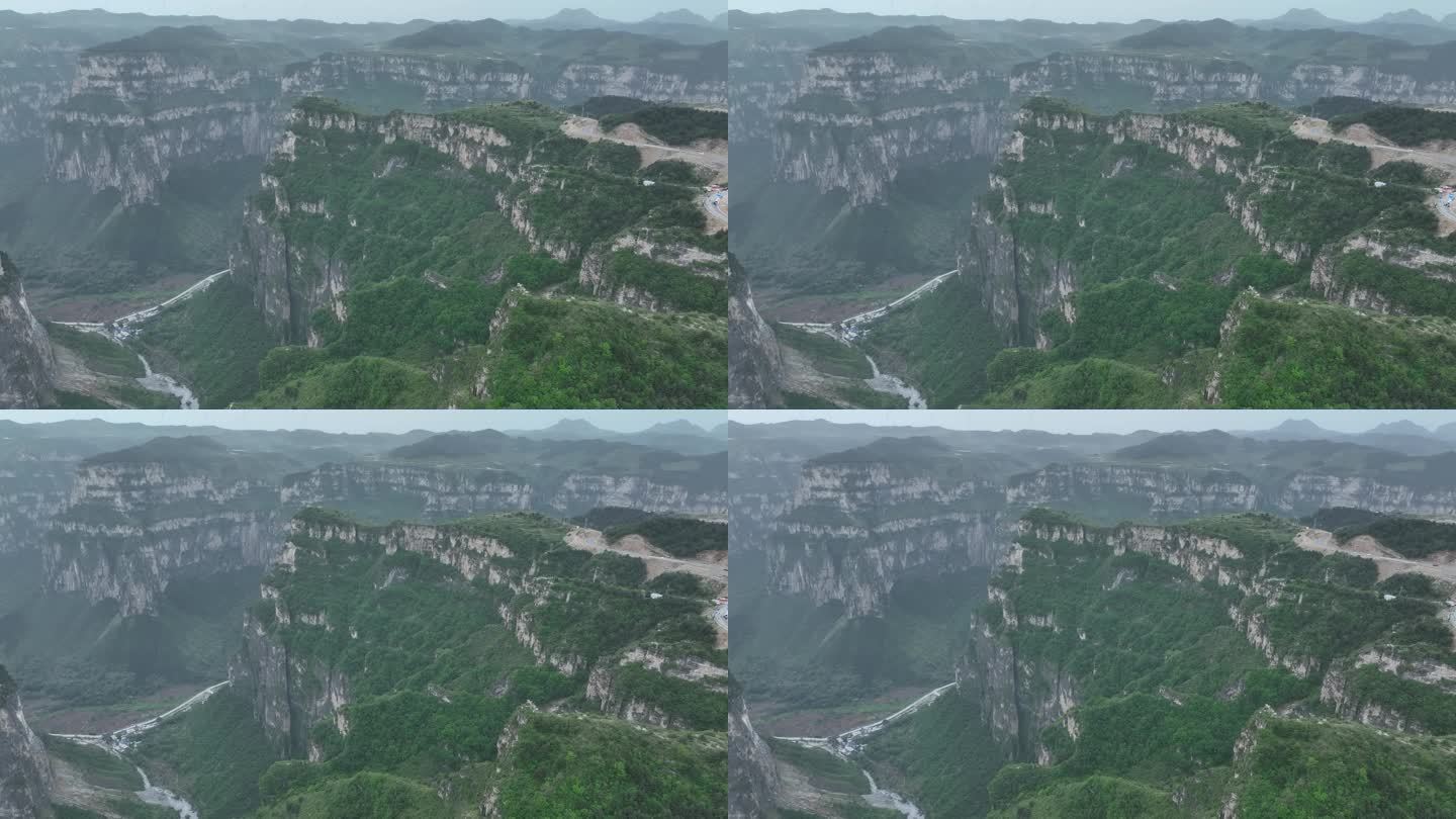神农挂壁公路航拍超清景色青山航拍山西
