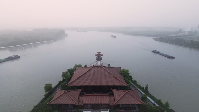 航拍上海浦江之首旅游景区全景