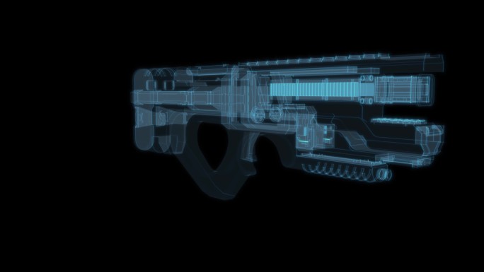 枪7 机关枪枪支子弹战争科幻透明网格线框