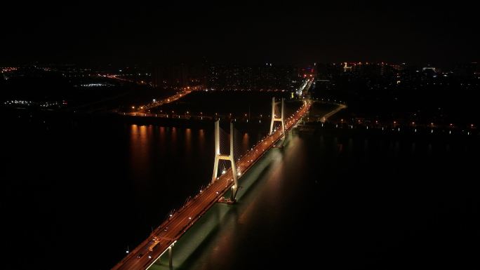 湘潭三大桥夜景中远景