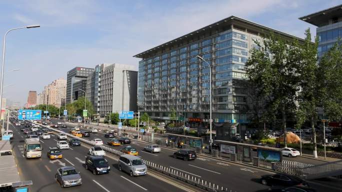 北京街景 早晚高峰 道路 环路 车流