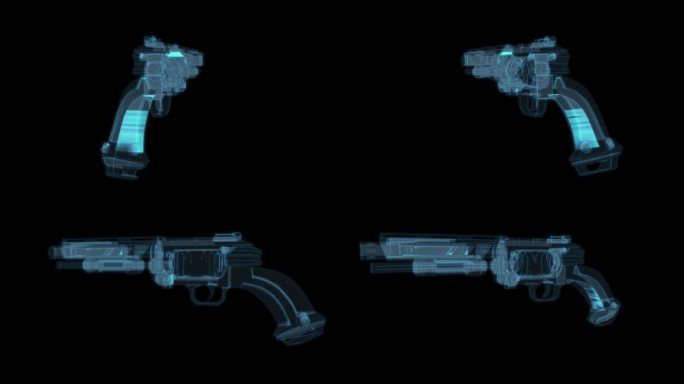 枪12 机关枪子弹战争科幻透明网格线框