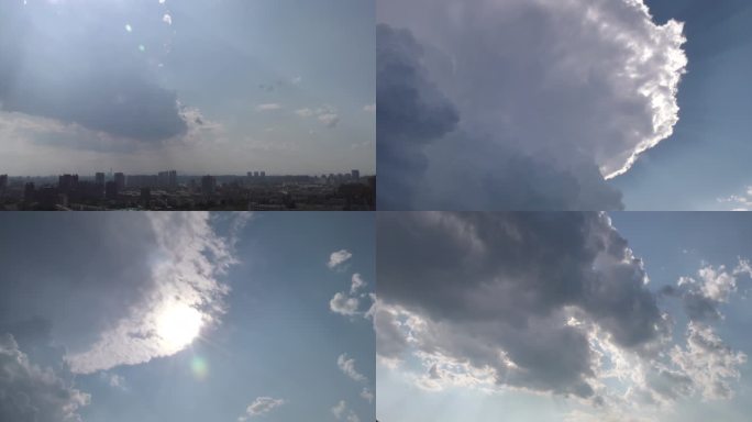 蓝天白云风云突变透过云层的霞光云云卷云舒