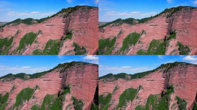 青海海东市乐都区丹霞地貌航拍