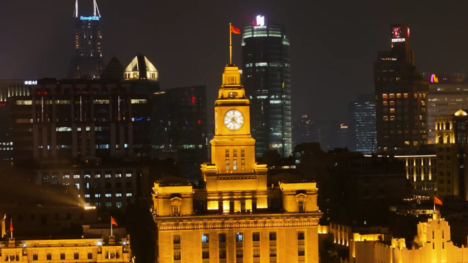 【4K60帧】上海外滩万国建筑群夜景航拍