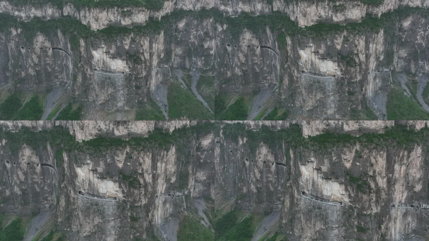 神农挂壁公路航拍超清景色青山航拍山西