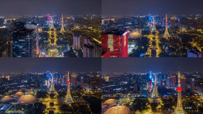 佛山禅城季华五路CBD夜景航拍延时