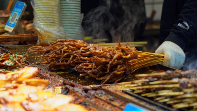 4K长沙旅游美食城美食街餐饮小吃烧烤