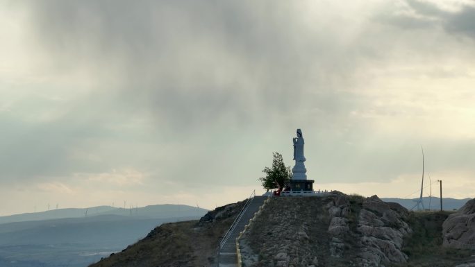 山西繁峙显灵寺观音像风光航拍