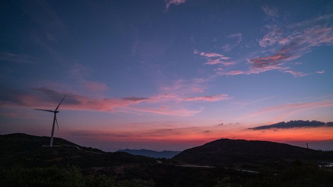 【4k】山顶风车日转夜星空延时摄影