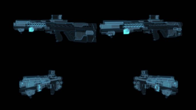 枪3 机关枪枪支子弹战争科幻透明网格线框