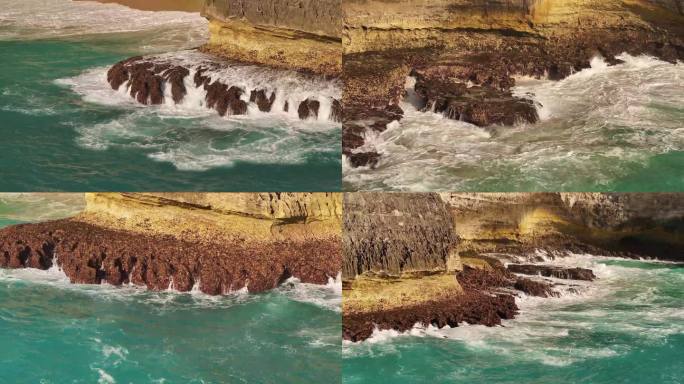 巨大海浪击打礁石岩石