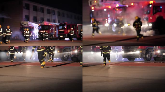 消防队员冲进火场虚实结合拍摄
