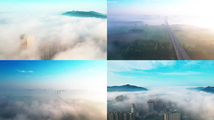 4K襄阳城市平流雾云上襄阳不一样的襄阳城