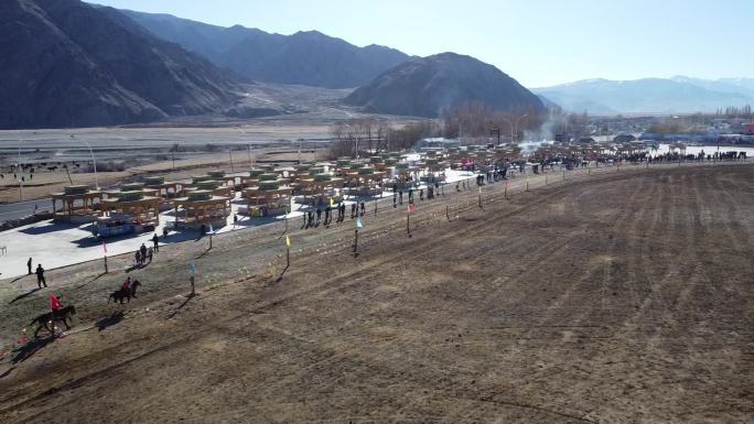 航拍新疆南疆塔县春节人文叼羊比赛