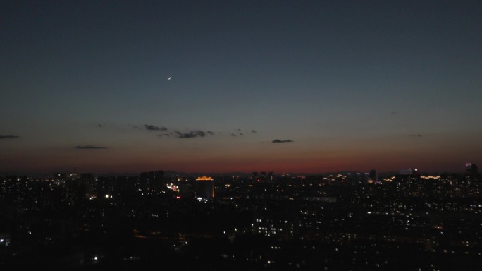 城市夜景夜色阑珊落日余晖暮色苍茫夜幕降临