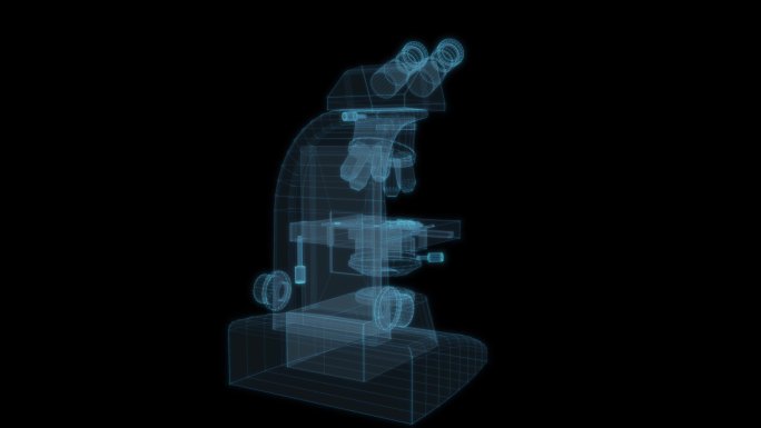 显微镜 实验室医生化学家科幻透明网格线框