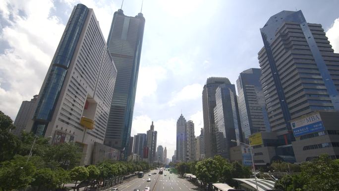 深圳街景 地王大厦 深南路 城市车流