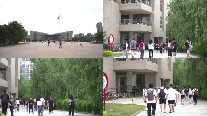 大学学校上下课放学人流学生校园生活2