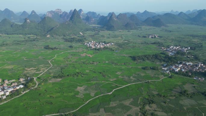 航拍风景绿色乡村广西乡村卡斯特地貌