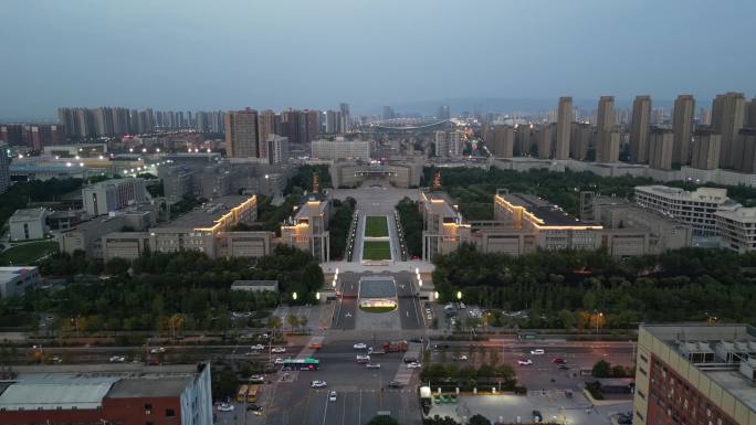 西安工业大学校园环境夜景航拍