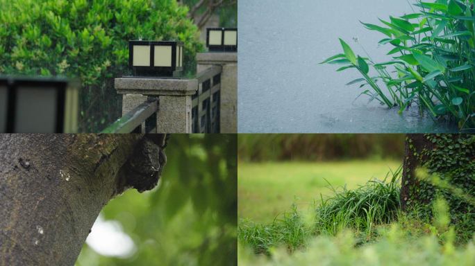 雨天五龙湖