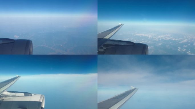 飞机翅膀下的云