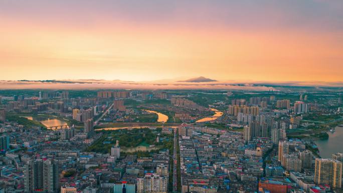 湖南省衡阳市石鼓区晚霞延时摄影航拍