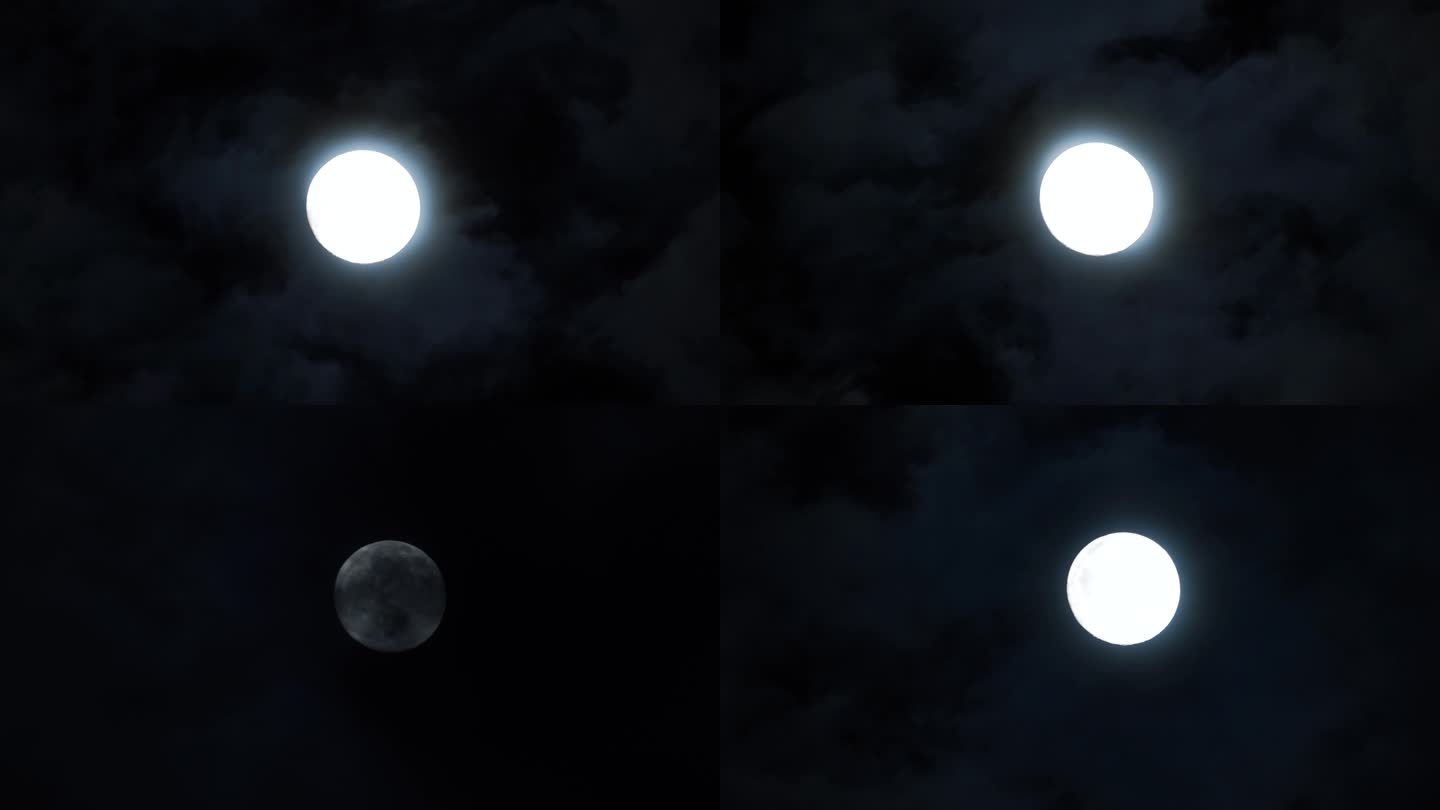 月亮乌云延时夜晚云朵遮月云层飘动恐怖素材