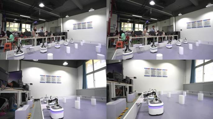 大学智造创新工厂学生操作工业智能机器人2