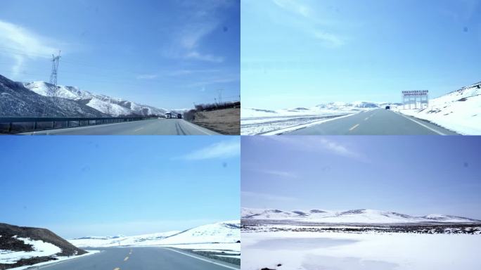 【4K】高速公路雪山风光