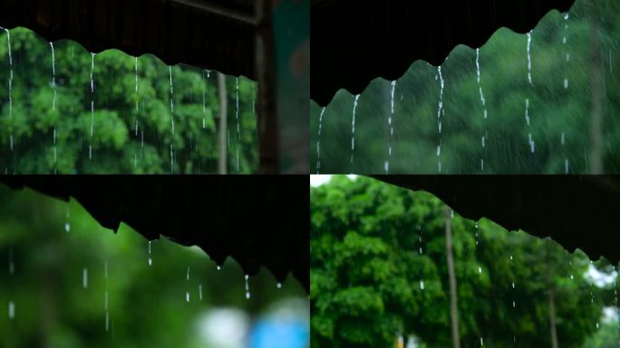 雨天屋檐雨滴下雨