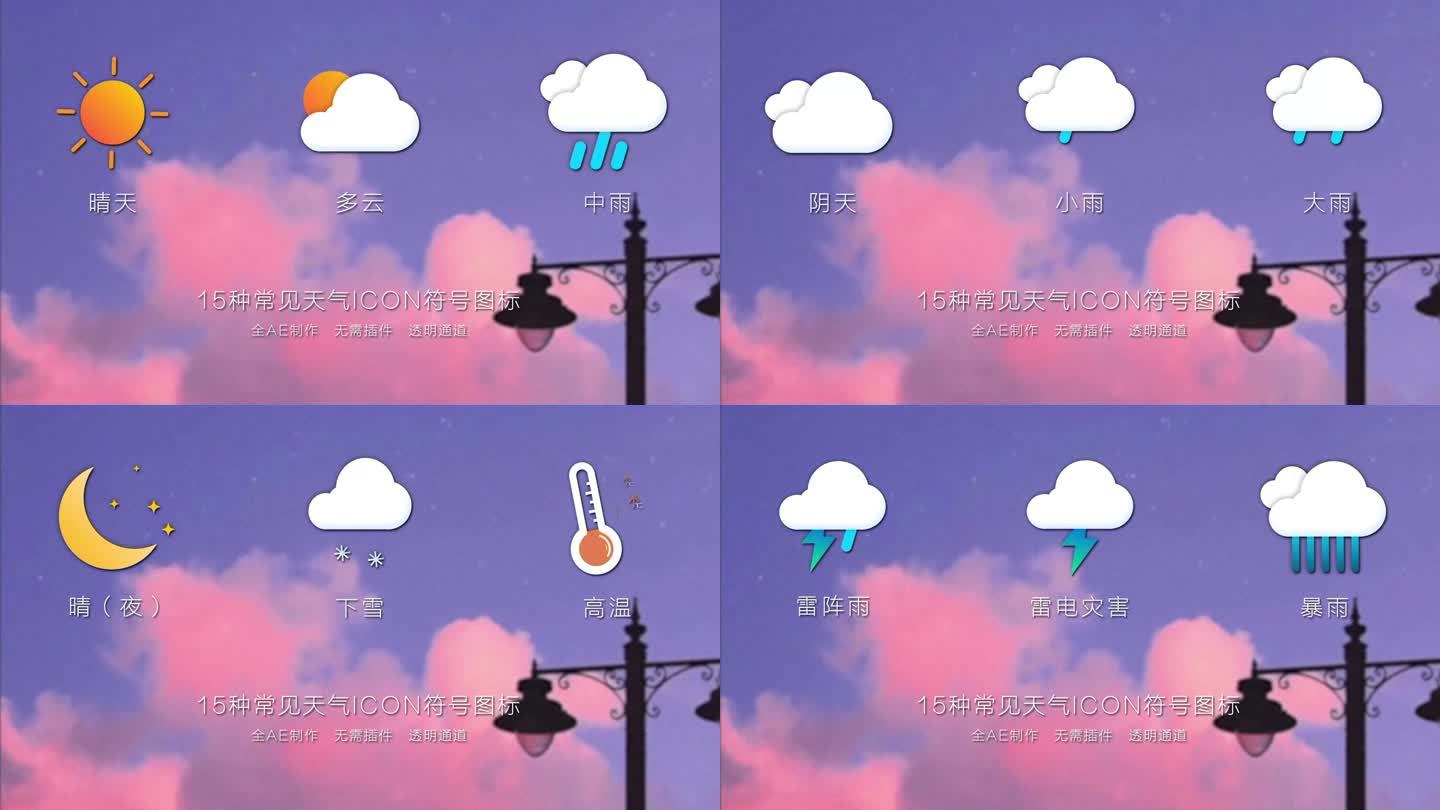 15款常用天气Icons图标无需插件