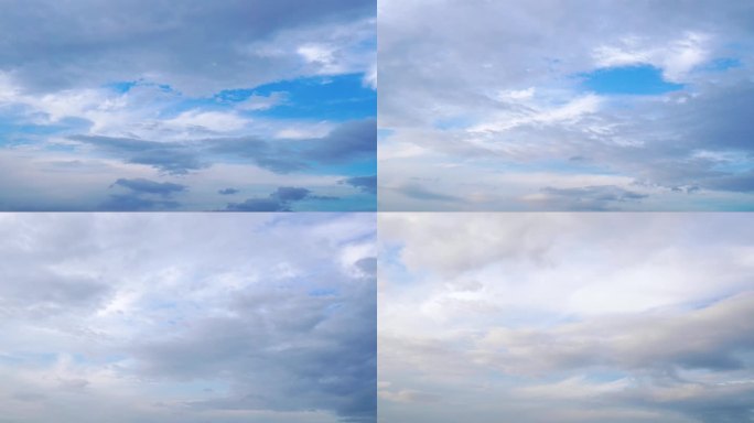 天空蓝天白云延时块状云朵多云薄云天气变化