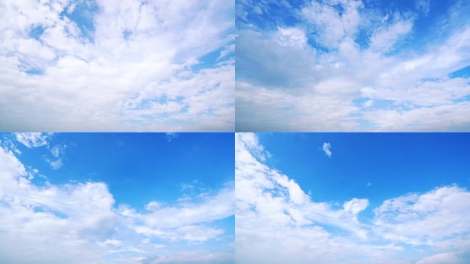 天空蓝天白云延时块状云朵多云薄云天气变化