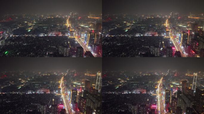 航拍广州天河CBD珠江新城夜景