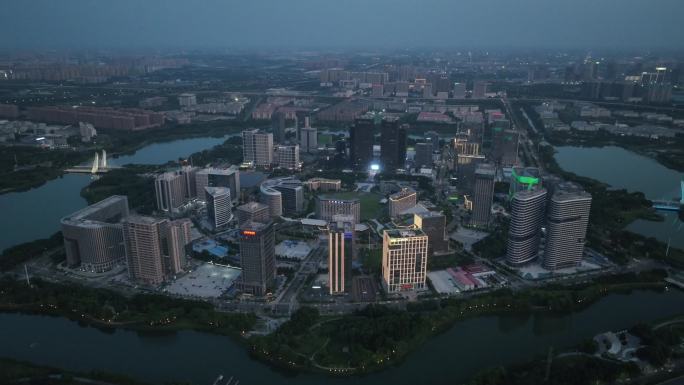 河南郑州龙子湖水系河流绿化大景航拍