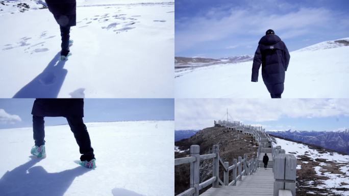【4K】男子攀登大雪山