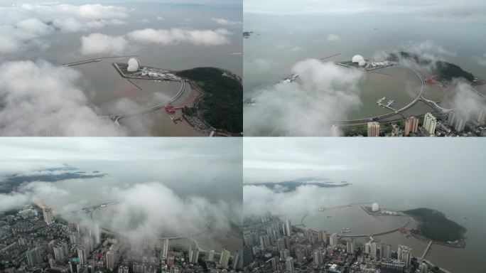 「4k航拍」珠海日月贝天空之城 云上航拍
