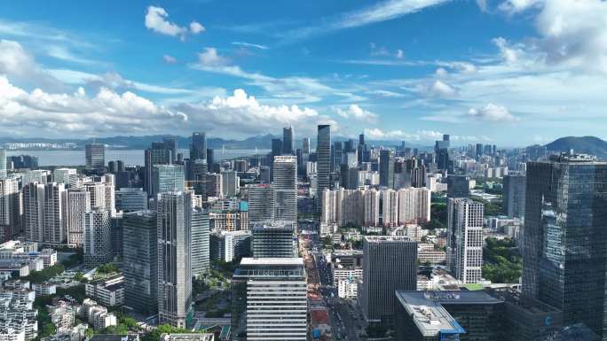 航拍深圳南山粤海街道高新园城市大景