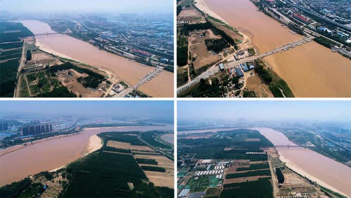 济南黄河沿岸航拍