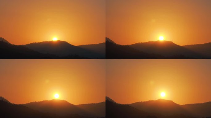 山日出延时乡村日出风景群山峰日出早霞风光