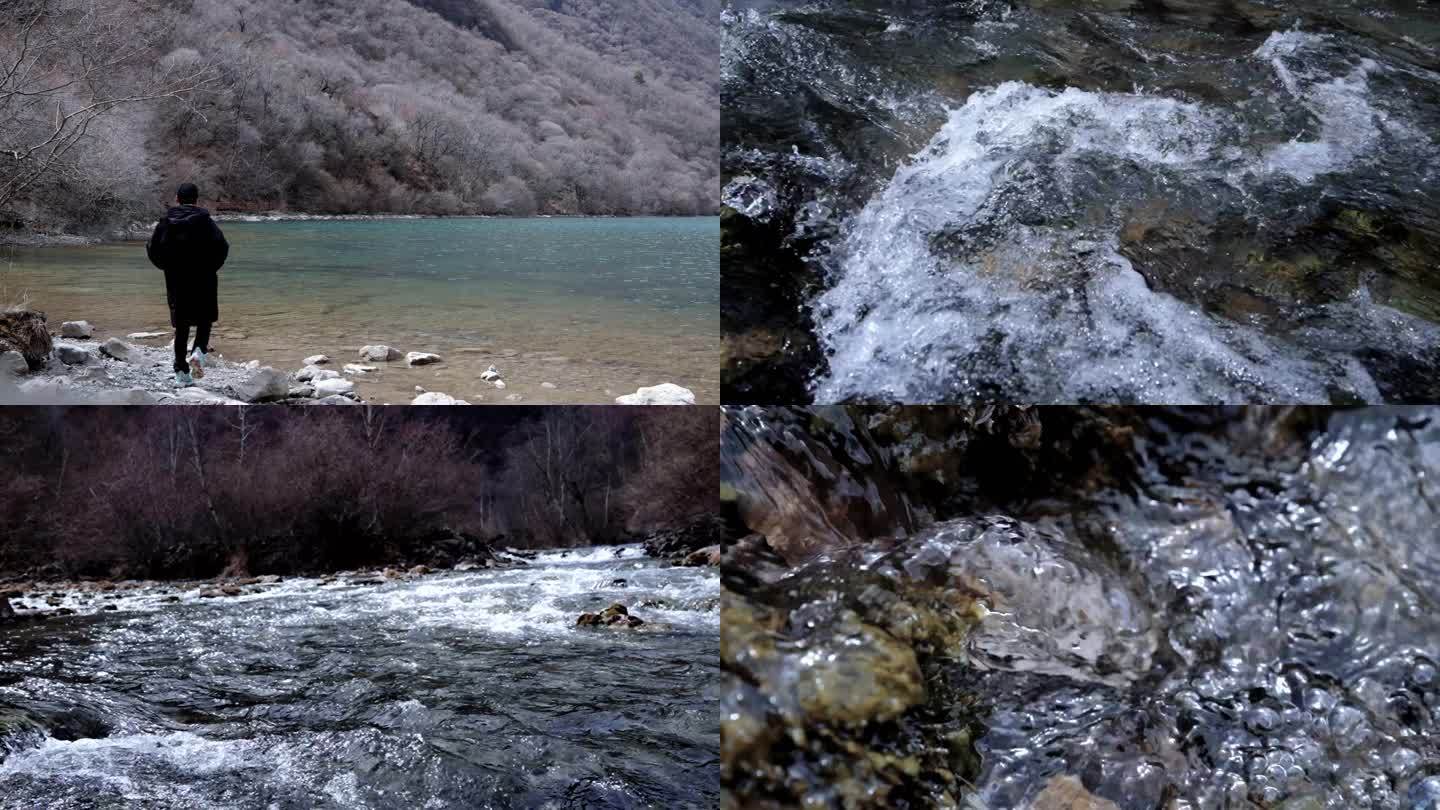 【4K】川西高原海子湖泊清澈流水