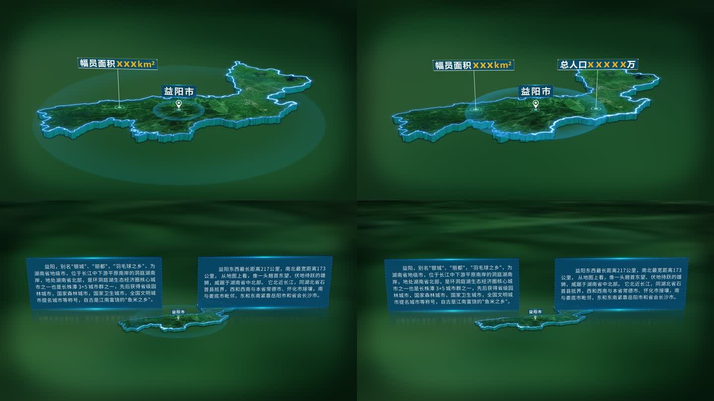4K大气湖南省益阳市面积人口基本信息展示