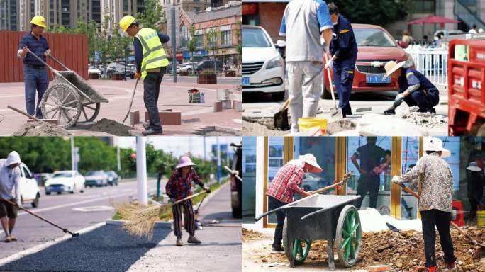 （合辑）各种市政道路修路施工现场镜头