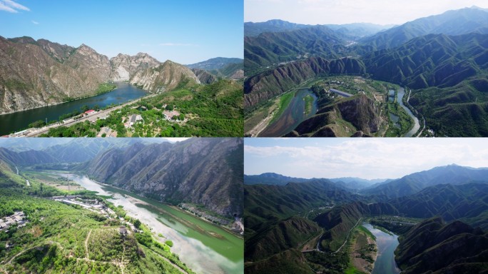 航拍北京门头沟永定河流域