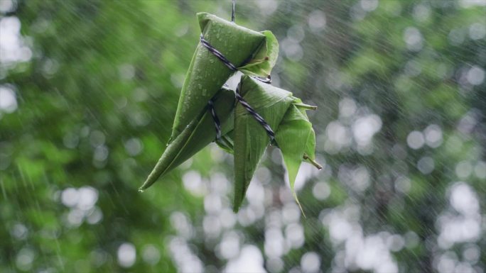 端午民俗传统节日粽子旋转水滴落下端午素材