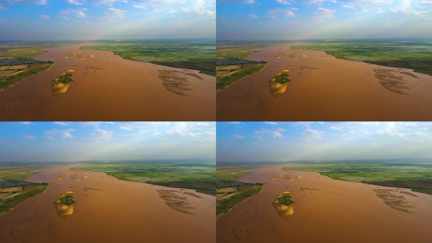 黄河-河滩河道-河流农业稻田
